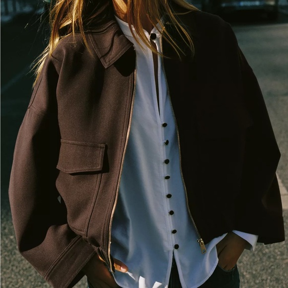 New Zara pocket jacket in brown - large - Picture 2 of 7